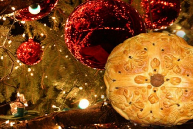Greek customs Christmas bread